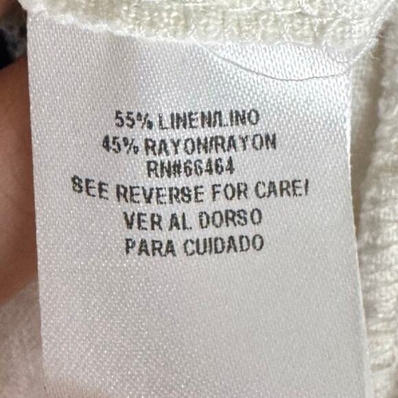 52Seven Blue & White Tiered Colorblock Cap Sleeve Linen Blend Dress Size 12 - Picture 9 of 10